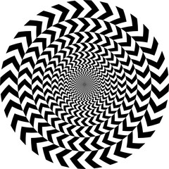 Poster - geometric optical illusion. white and black circle pattern