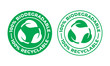 Biodegradable recyclable vector icon. Recycling, 100 percent bio recyclable and degradable package packet logo