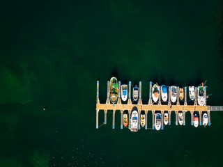 Sticker - Top view. Boats in port marina