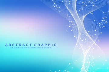 Poster - Big Genomic Data Visualization. DNA helix, DNA strand, DNA Test. Molecule or atom, neurons. Abstract structure for Science or medical background, banner