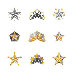 Wall Mural - Ancient Stars emblems set. Heraldic vector design elements collection. Retro style label, heraldry logo.