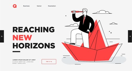 Poster - presentation slide template or landing page website design. business concept illustrations. modern f