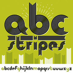 Poster - Set of ornate vector lowercase English alphabet letters isolated. Trendy bold font, script from a to z can be used in poster creation. Created using geometric stripes.