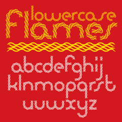 Poster - Vector rounded lower case English alphabet letters collection created using hell fiery style