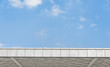 © bqmeng - Horizontal background of white steel frame wall and blue sky