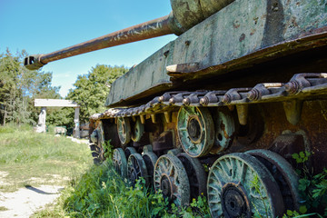 Old tank in the territory of Lithuania