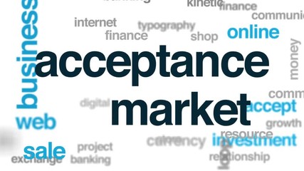 Wall Mural - Acceptance market animated word cloud. Kinetic typography.