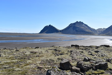 Wall Mural - Panorama view at the Vestrahorn Mountains in the southeast of Iceland