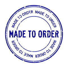 Sticker - Grunge blue made to order word round rubber seal stamp on white background