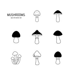 Poster - Mushrooms - vector icons set on white background.