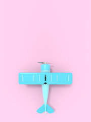 Poster - Toy vintage aircraft. Illustration with empty place for text. Vertical orientation. 3D rendering