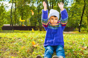 Wall Mural - boy in the fall.