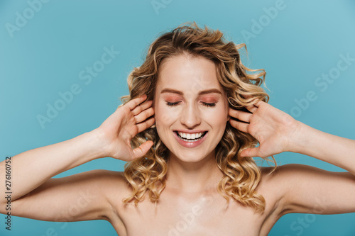 Beauty Image Of Attractive Half Naked Woman With Curly Hair - 