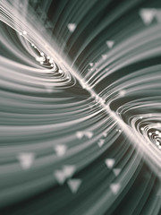 Poster - Magic wavy rings with small beads on a dark background. Depth of field. 3d rendering