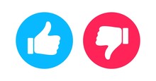 Thumbs Up And Thumbs Down Circle Emblems. Like And Dislike Icons. Do And Don't Symbols. Design Elements For Smm, Ad, Marketing, Ui, Ux, App And More.