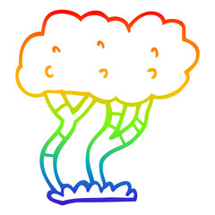 rainbow gradient line drawing cartoon tree