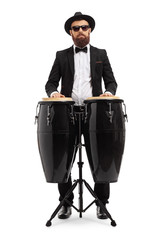 Sticker - Male musician playing on conga drums