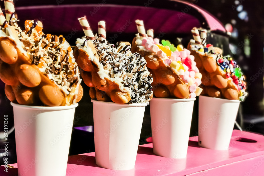 Stock Foto bubble waffle ice cream Adobe Stock