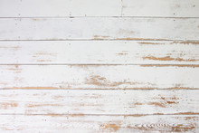 White Wooden Floorboards. Distressed Worn Floorboard Background Painted White