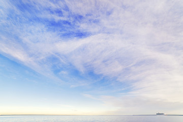 Wall Mural - sea panoramic cloudy landscape at sunrise