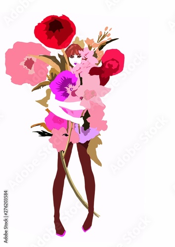 girl with flowers