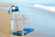 Reusable Water Bottle On The Beach