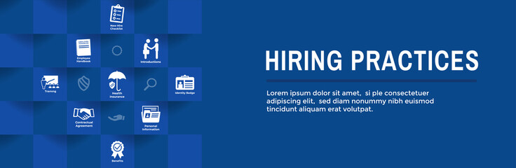 Wall Mural - Hiring Practices icon set and web header banner