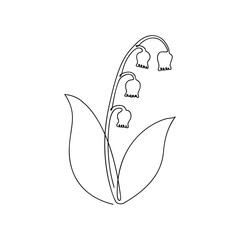 Poster - One line drawing of flower. Continuous line lily of the valley. Hand-drawn minimalist illustration. Vector.