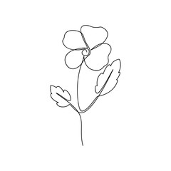Poster - Continuous line flower. One line drawing of viola flower. Hand-drawn minimalist illustration. Vector.