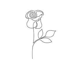 Poster - Rose one line drawing. Continuous line rose flower. Hand-drawn minimalist illustration. Vector.