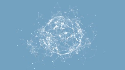 Poster - Connection lines around earth globe. Abstract futuristic rotating world globe in particles or small dots.