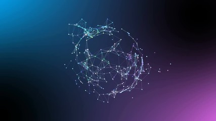 Poster - Digital globe of data. Multicolored background. Cinematographic space business background.