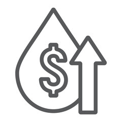 Poster - Oil price line icon, fuel and market, oil cost growth sign, vector graphics, a linear pattern on a white background.