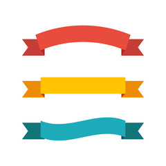 Poster - set of ribbon banner colored trendy flat design. isolated decoration element.