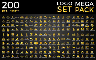 Mega Set and Big Group, Real Estate, Building and Construction Logo Vector Design Eps 10	