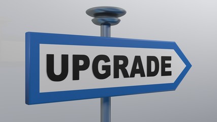 Poster - UPGRADE blue arrow street sign - 3D rendering illustration