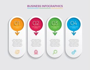 Wall Mural - Infographic design vector and marketing icons can be used for workflow layout, diagram, annual report, web design.  Business concept with 4 options, steps or processes. - Vector 