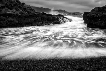 California Seascape in Motion in Black and White with Surge and Spray