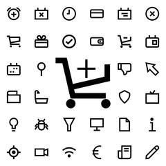 Poster - Add, cart icon. Universal set of web for website design and development, app development