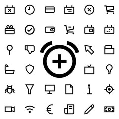 Poster - Add alarm icon. Universal set of web for website design and development, app development