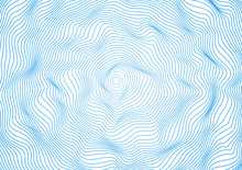 Wavy Curved Thin Blue Lines. Vector Relief Texture. The Possibility Of Imposing Isolated Bright Background.