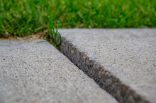 Frost Heave Crack In Residential Concrete Sidewalk