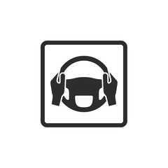 Poster - Car steering wheel and driver's hands icon symbol template black color editable. simple logo vector illustration for graphic and web design.