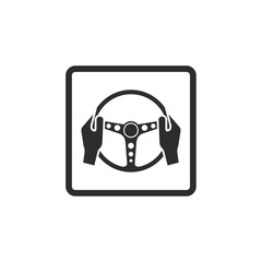 Poster - Car steering wheel and driver's hands icon symbol template black color editable. simple logo vector illustration for graphic and web design.