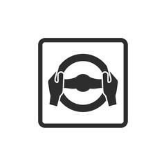 Poster - Car steering wheel and driver's hands icon symbol template black color editable. simple logo vector illustration for graphic and web design.