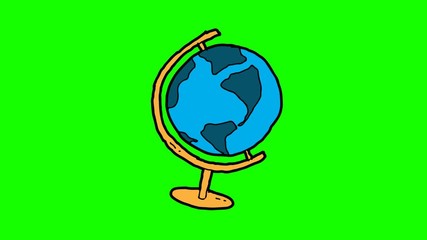 Poster - kids drawing green screen with theme of globe