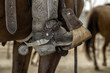 Detail of cowboy boot with spur