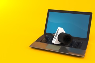 Canvas Print - Interview microphone with laptop