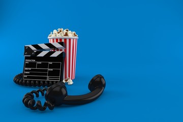 Poster - Popcorn and clapboard with telephone handset