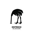 © Alpha Vector - ostrich run black silhouette white background isolated logo icon design vector illustration
